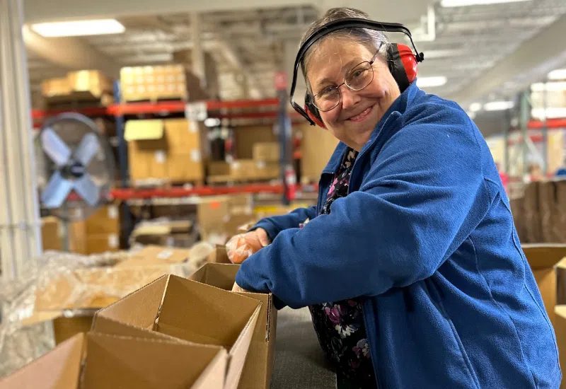 Smiling woman with glasses